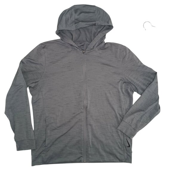 Nike Yoga Full Zip Hoodie Jacket Mens L Static Gray Dri-fit Lightweight Lounge - Picture 7 of 10